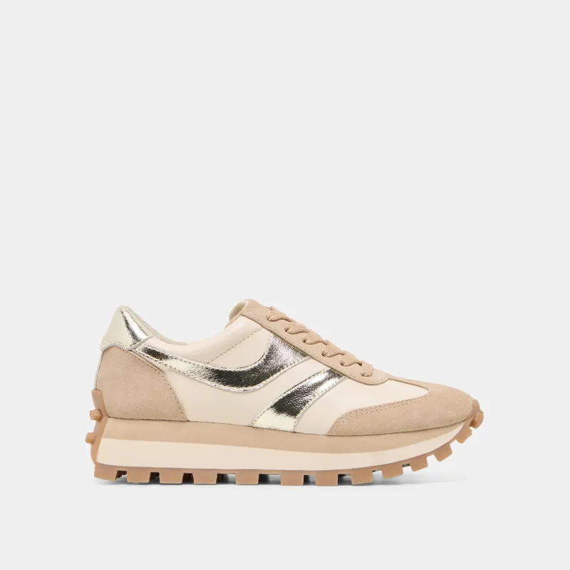 TRESA SNEAKERS WHITE GOLD SUEDE made by Dolce Vita