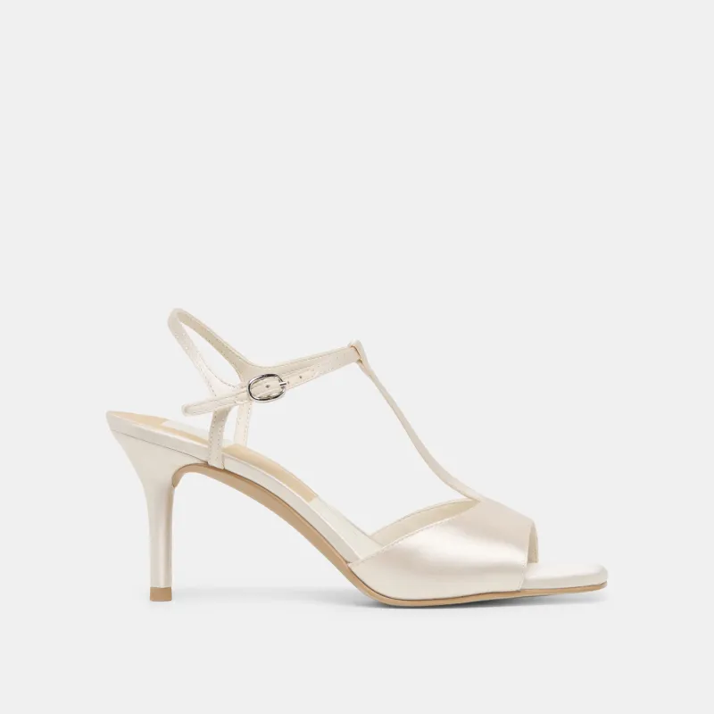 HILERY HEELS OFF WHITE SATIN made by Dolce Vita