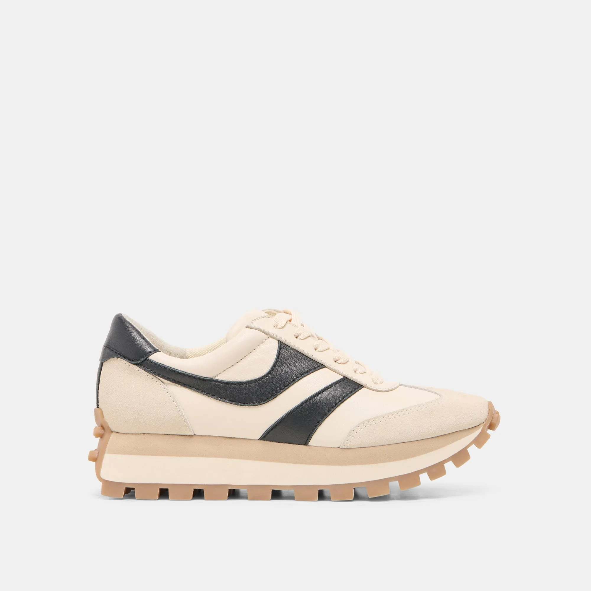 TRESA SNEAKERS WHITE BLACK LEATHER sold by Dolce Vita