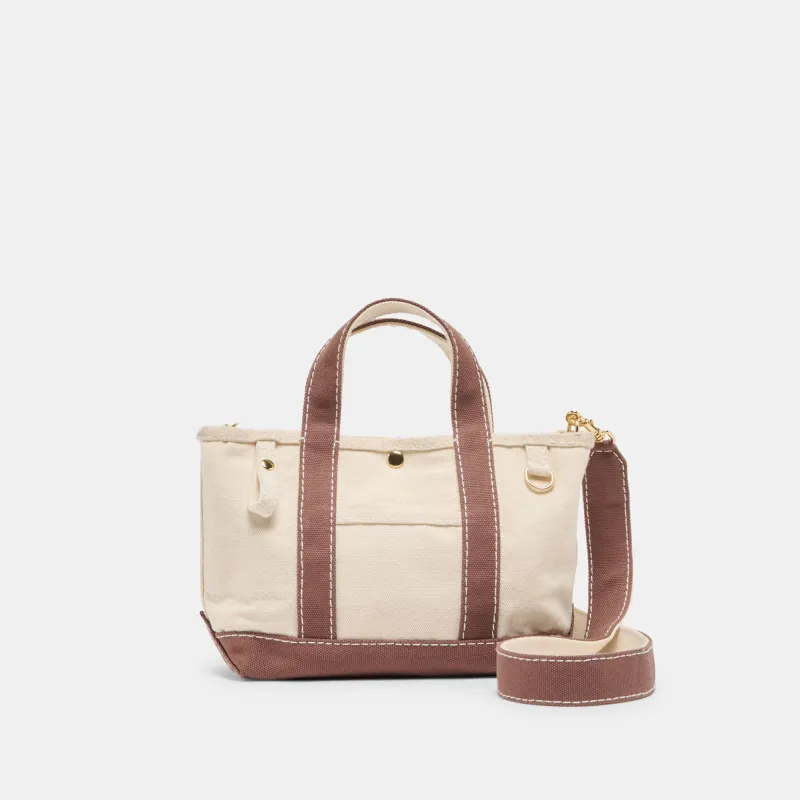 LUNEA HANDBAG NATURAL CHOCOLATE CANVAS made by Dolce Vita