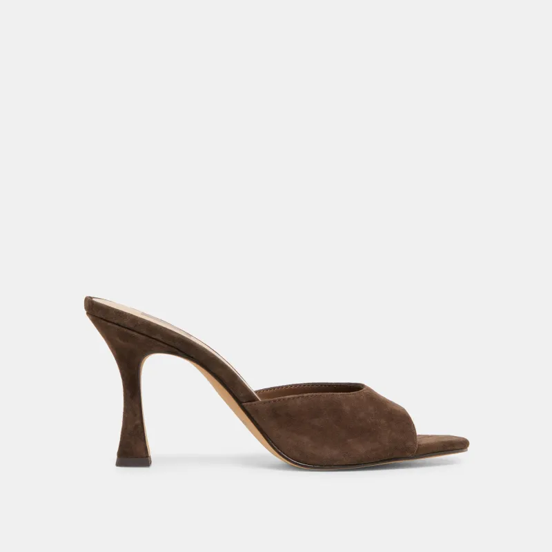 ROSHA HEELS DK BROWN SUEDE made by Dolce Vita
