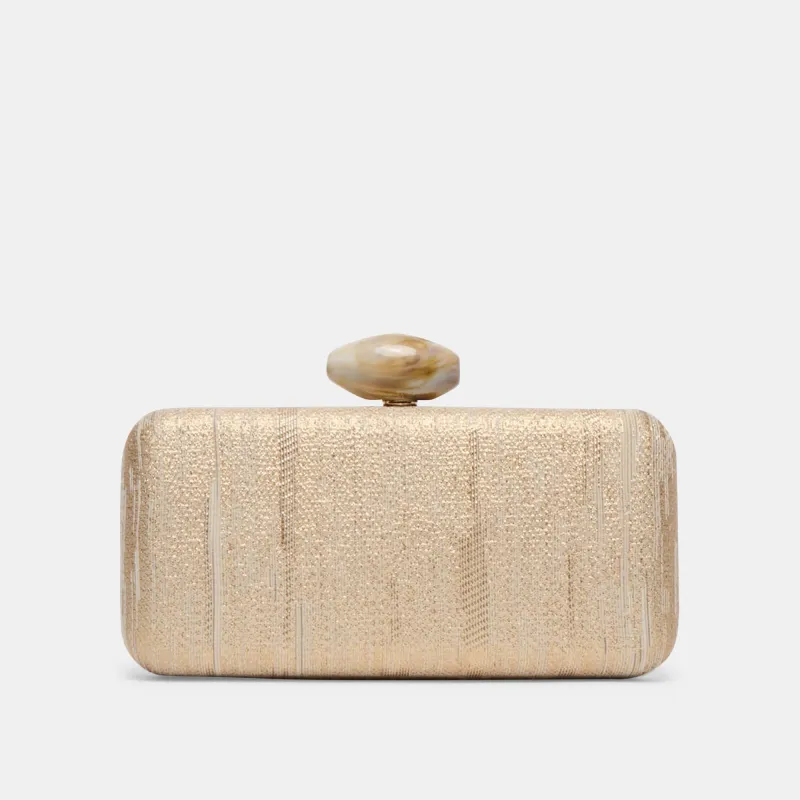 NERYS CLUTCH GOLD NATURAL FABRIC made by Dolce Vita