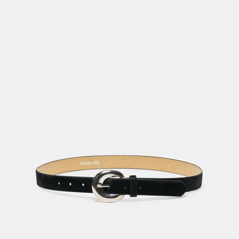 CHUNKY CURVED BUCKLE BELT BLACK made by Dolce Vita