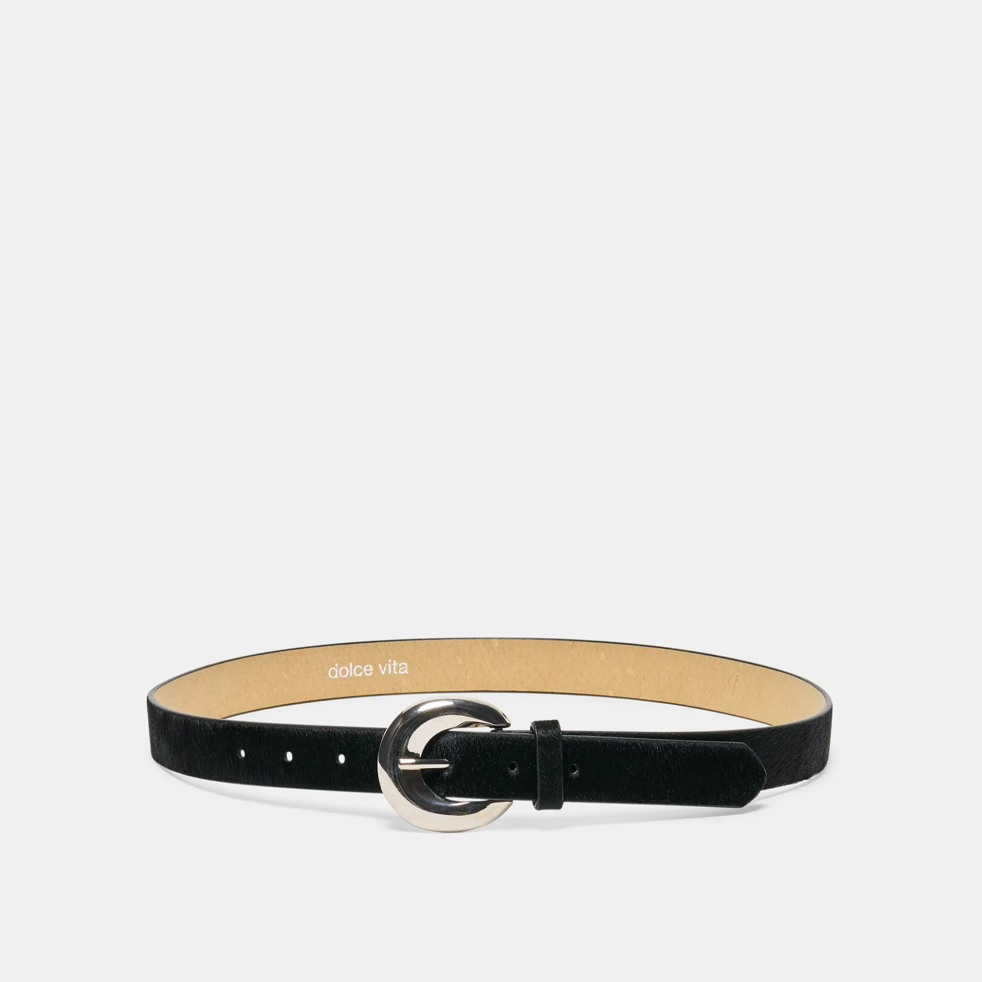 CHUNKY CURVED BUCKLE BELT BLACK sold by Dolce Vita