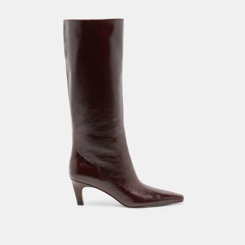 JAZMIN BOOTS BLACK CHERRY LEATHER made by Dolce Vita