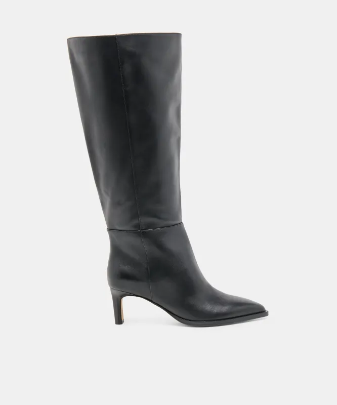 ALIMA EXTRA WIDE CALF BOOTS BLACK LEATHER made by Dolce Vita