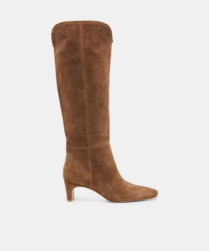 BRION WIDE CALF BOOTS COCOA SUEDE made by Dolce Vita