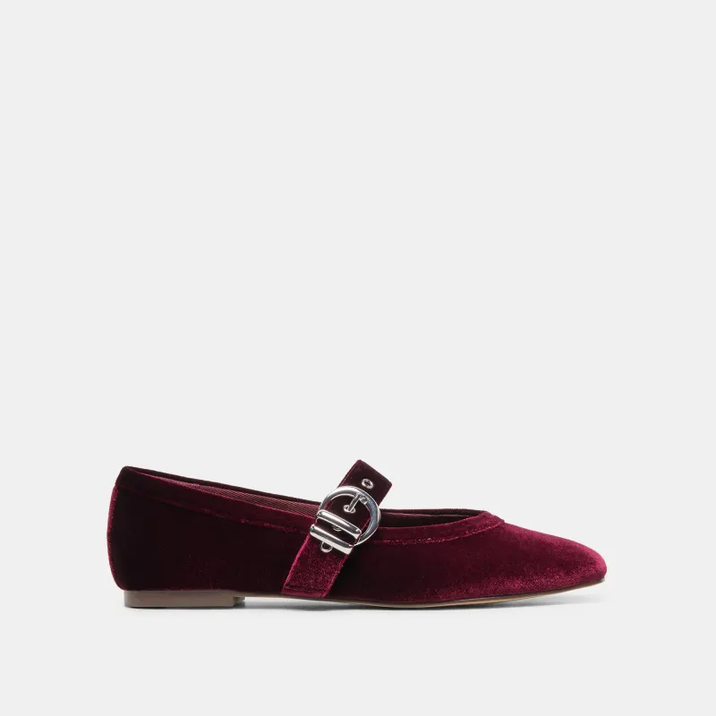 MIKEL VELVET BALLET FLATS BORDEAUX VELVET made by Dolce Vita