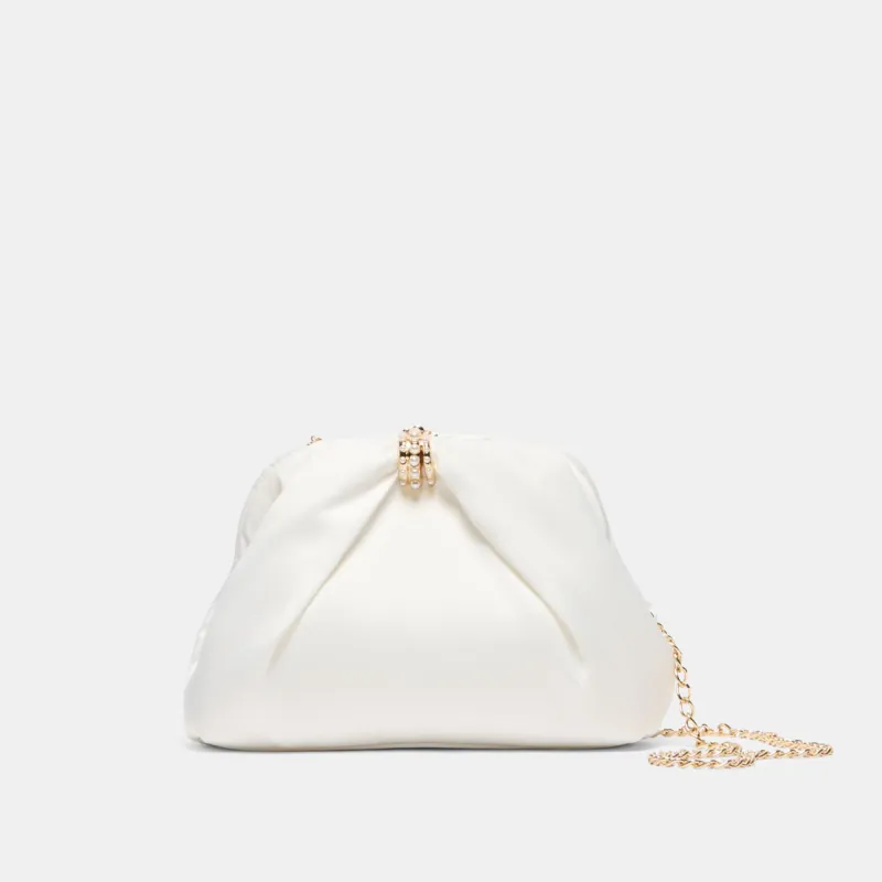 GLEAM CLUTCH WHITE SATIN made by Dolce Vita