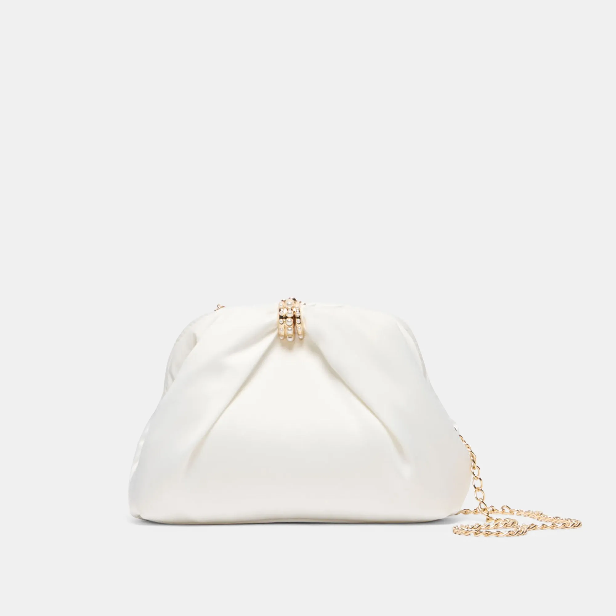 GLEAM CLUTCH WHITE SATIN sold by Dolce Vita