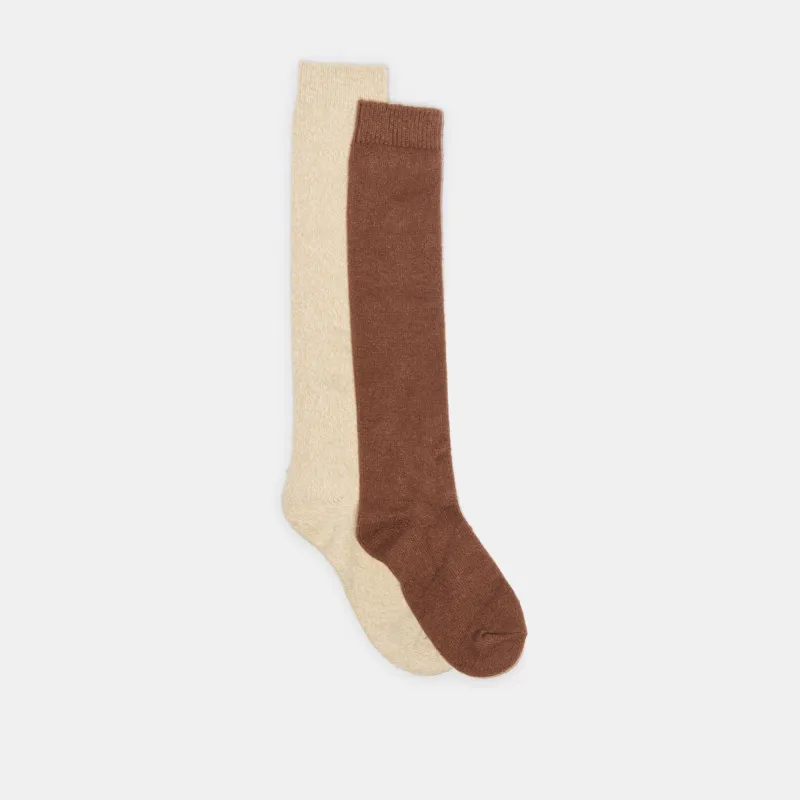 2 PACK CHUNKY KNEE HIGH SOCKS TAUPE MULTI made by Dolce Vita