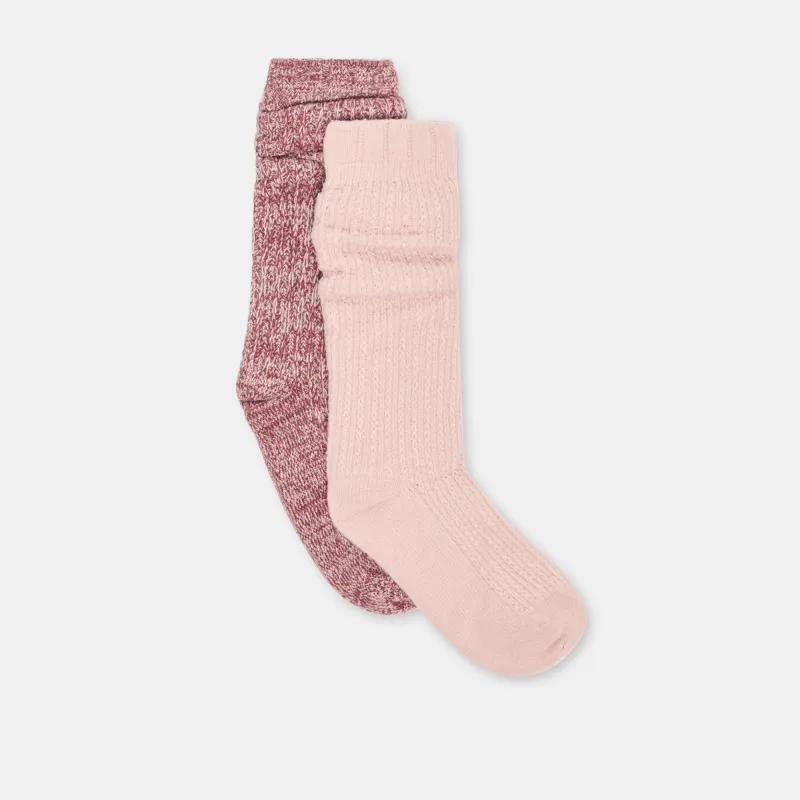 2 PACK CHAINSTITCH SLOUCH SOCKS BURGUNDY MULTI made by Dolce Vita