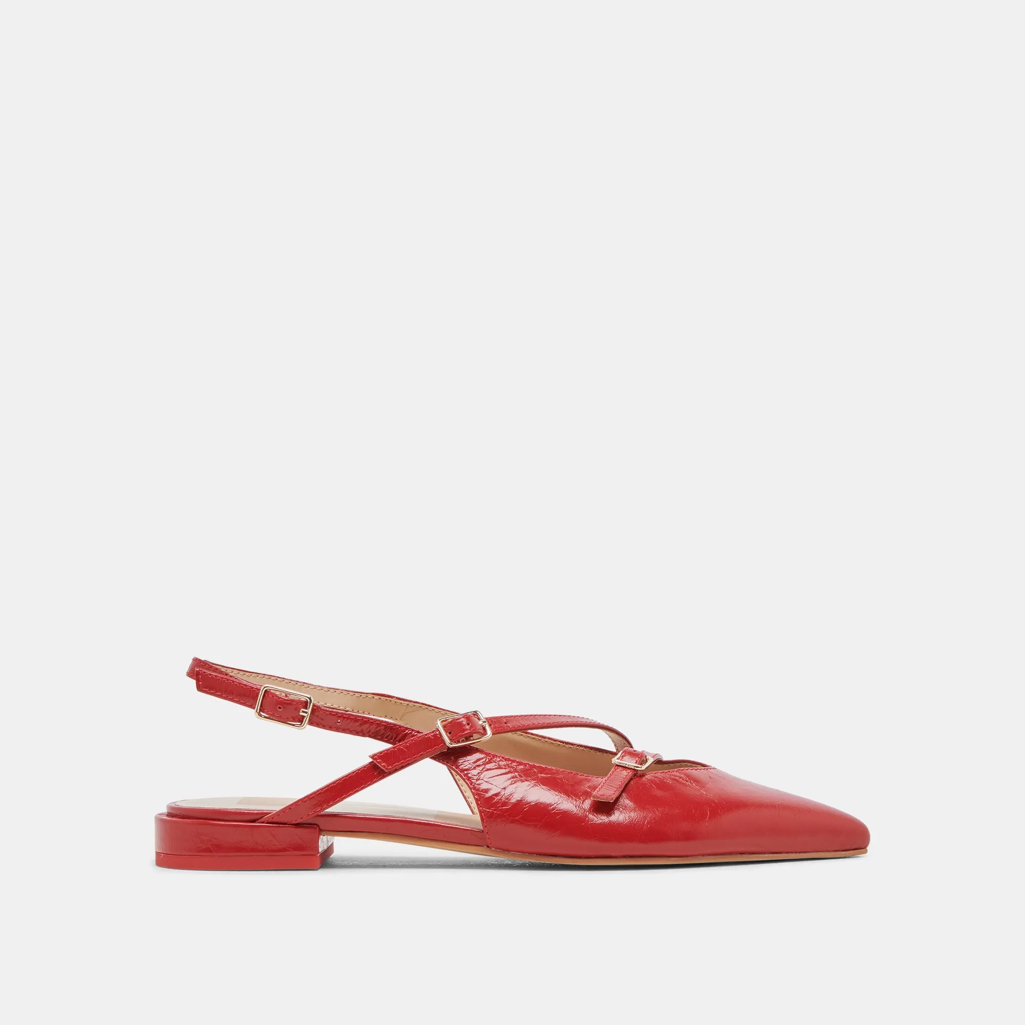 PAMLA WIDE FLATS RED CRINKLE PATENT sold by Dolce Vita