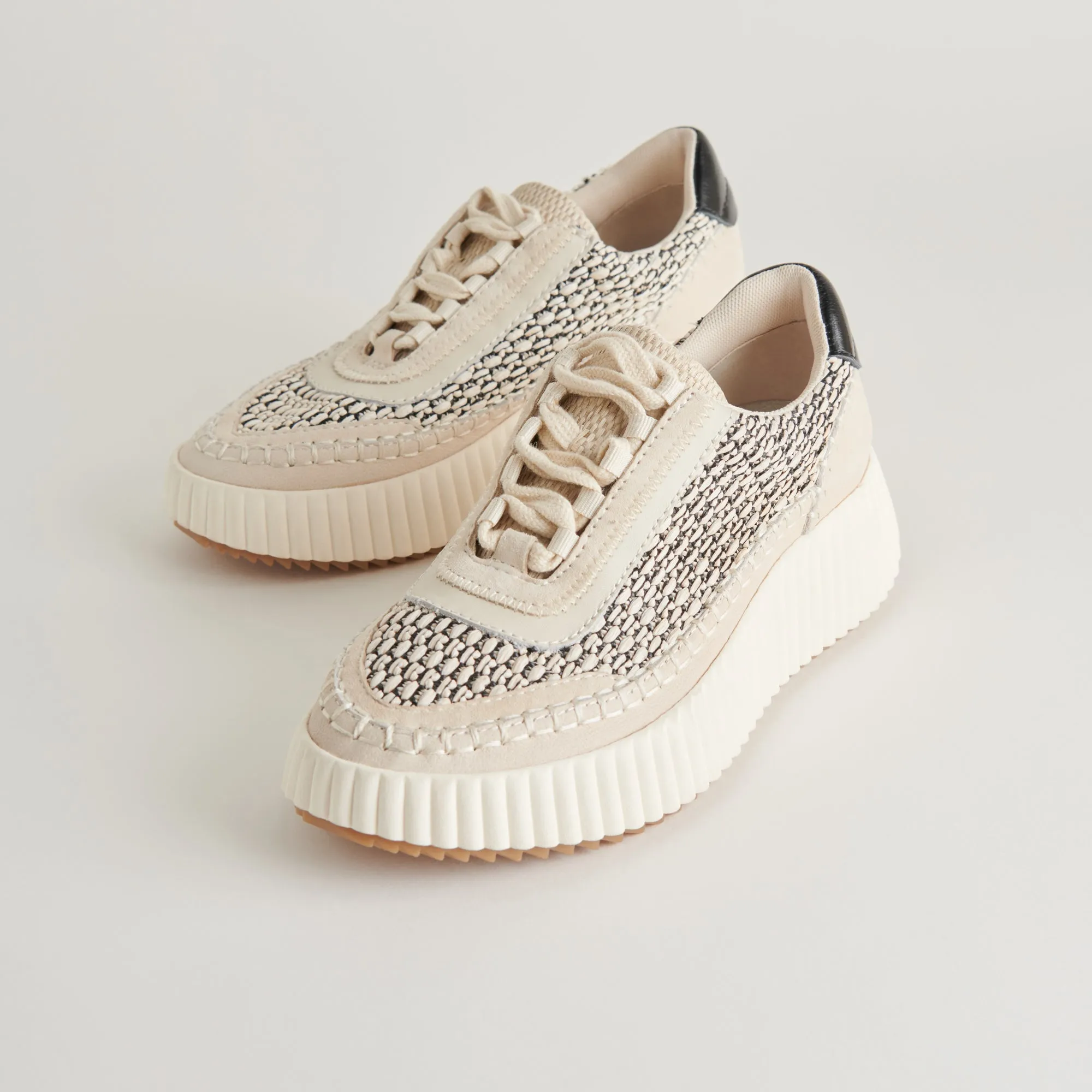 DOLEN SNEAKERS BLACK NATURAL RAFFIA sold by Dolce Vita