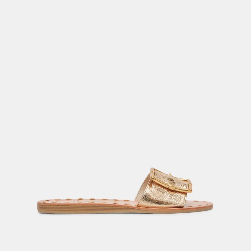 DASA WIDE SANDALS GOLD CRACKLED LEATHER sold by Dolce Vita