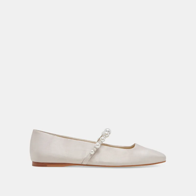ROXANA PEARL BALLET FLATS IVORY SATIN sold by Dolce Vita