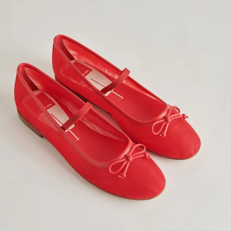 CADEL BALLET FLATS RED MESH sold by Dolce Vita