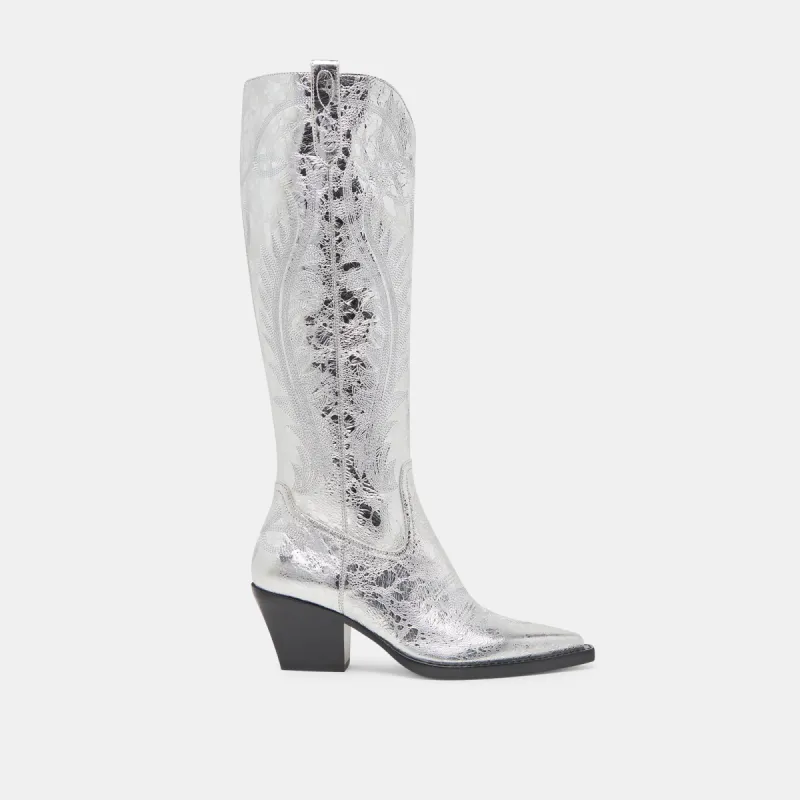 RYATT WIDE CALF BOOTS SILVER DISTRESSED LEATHER sold by Dolce Vita