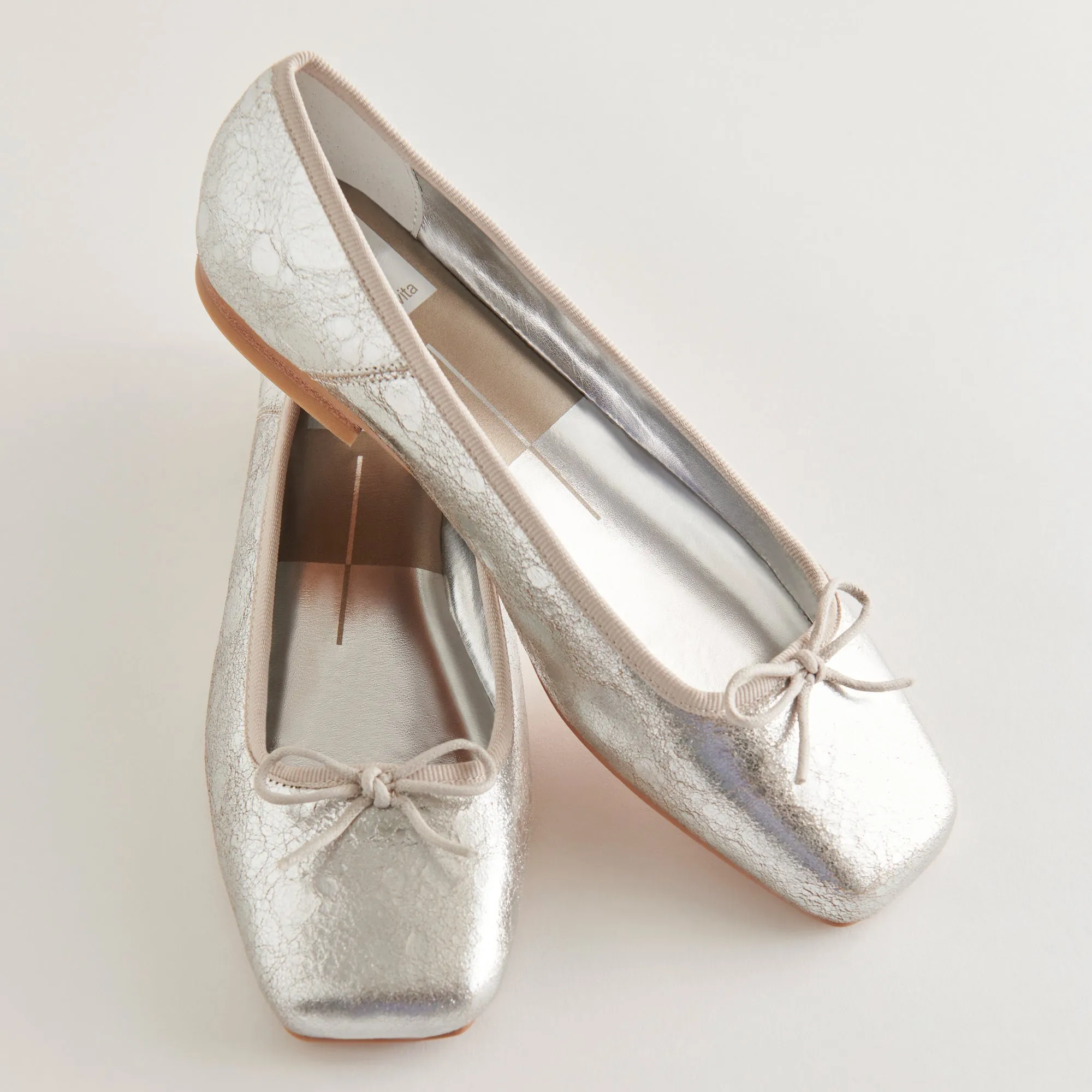 ANISA BALLET FLATS SILVER DISTRESSED LEATHER - re:vita sold by Dolce Vita