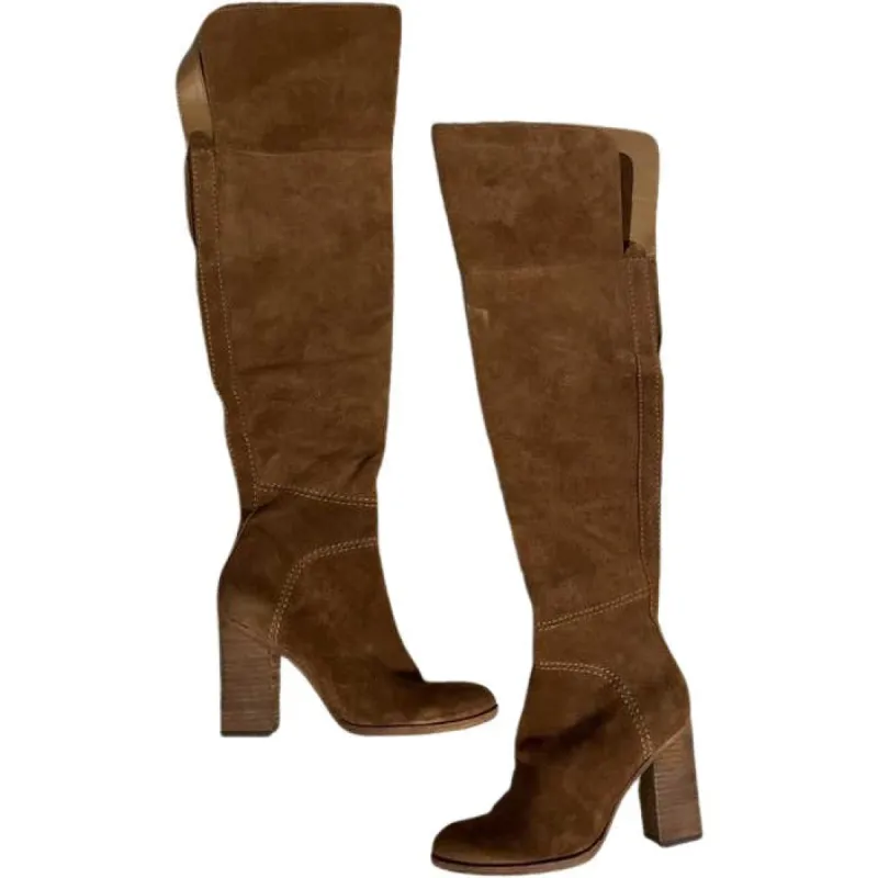 OVER THE KNEE HEELED BOOTS IN COGNAC- re:vita sold by Dolce Vita