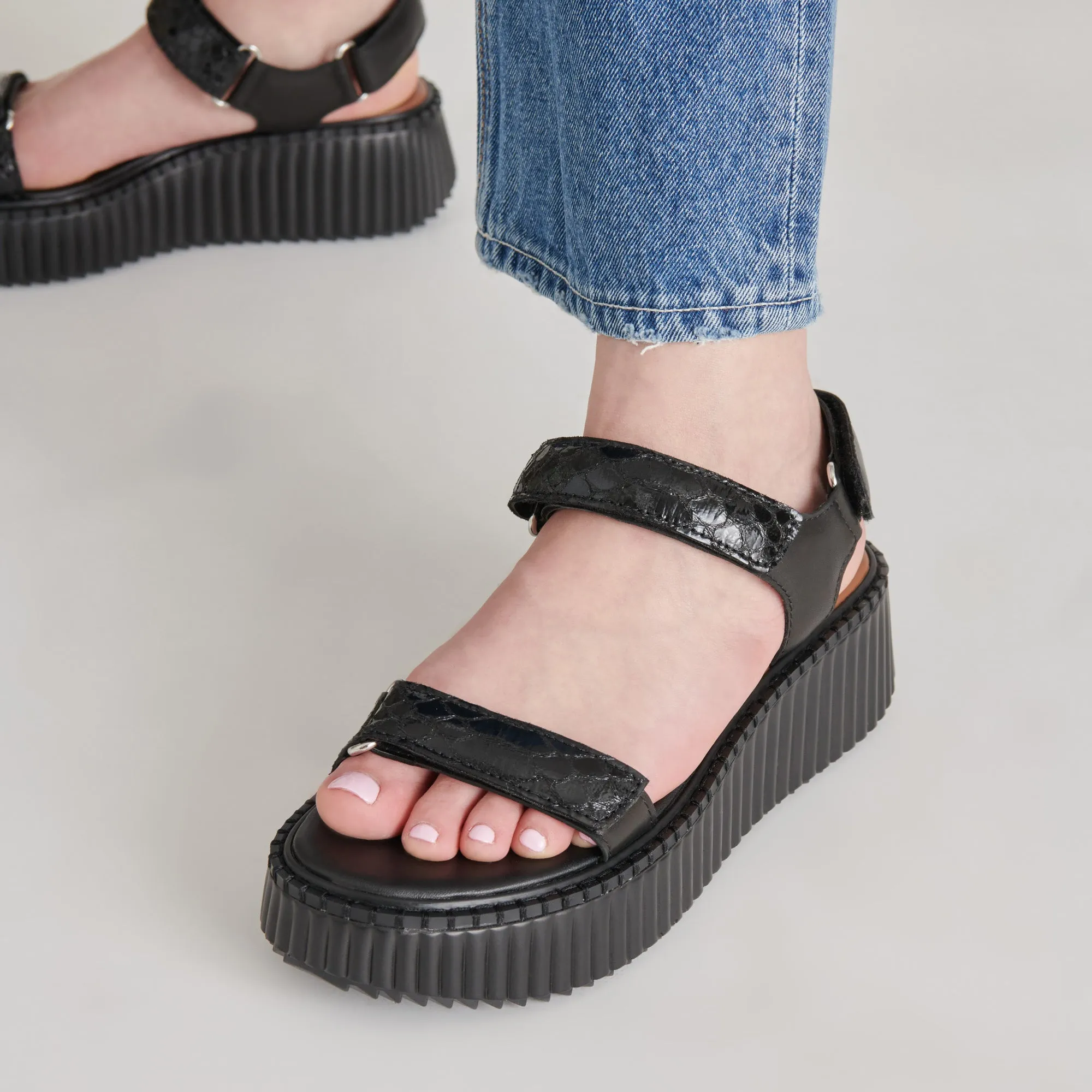 DEBRA SANDALS MIDNIGHT EMBOSSED LEATHER sold by Dolce Vita product image thumbnail 4