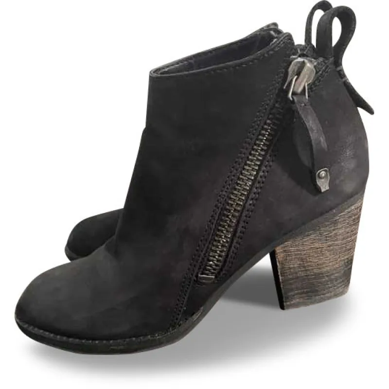 JAEGER BOOTIES IN BLACK NUBUCK LEATHER - re:vita sold by Dolce Vita