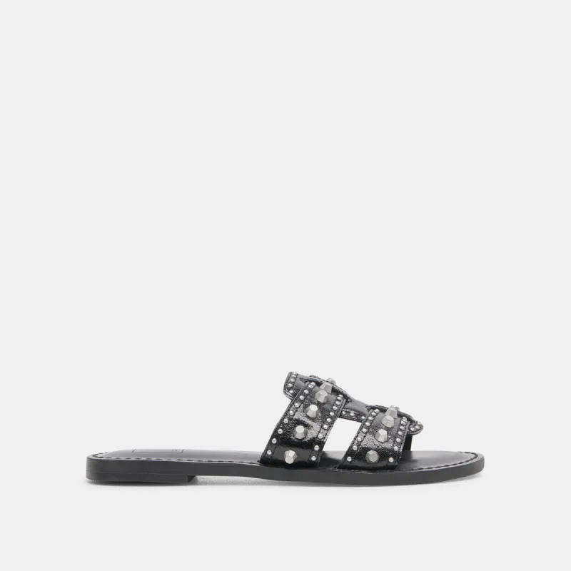 WESLA STUD SANDALS MIDNIGHT CRINKLE PATENT sold by Dolce Vita