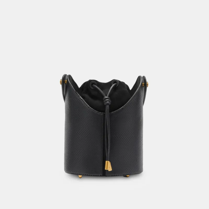 HARRIET BUCKET BAG BLACK SNAKE LEATHER sold by Dolce Vita