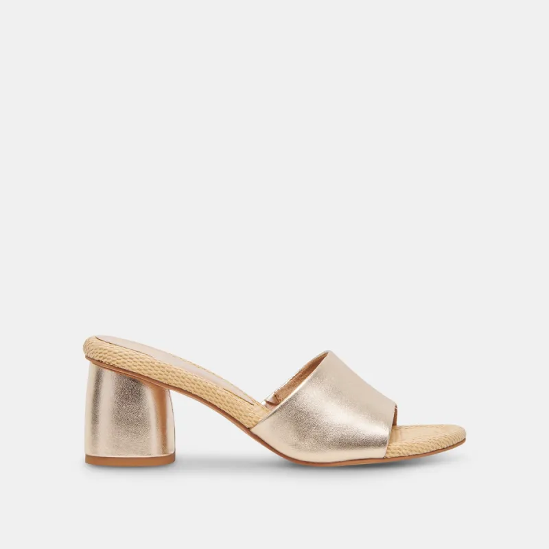 MINNY RAFFIA HEELS ROSE GOLD LEATHER sold by Dolce Vita