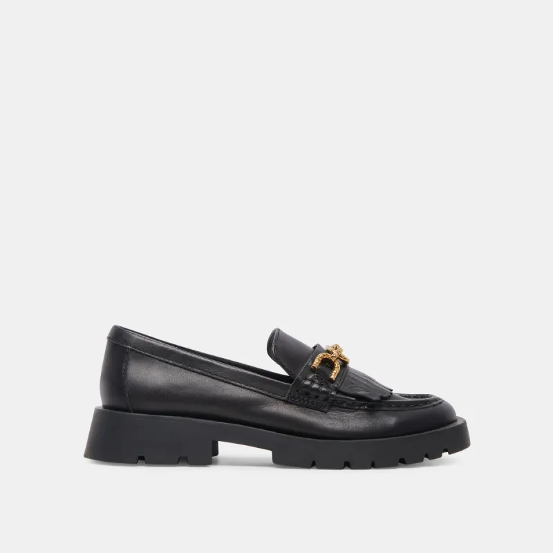 ERNA FLATS BLACK LEATHER sold by Dolce Vita