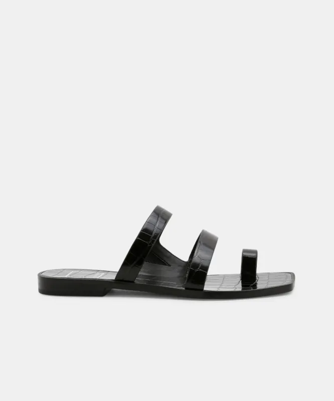 ISALA SANDALS BLACK CROCO EMBOSSED STELLA - re:vita sold by Dolce Vita