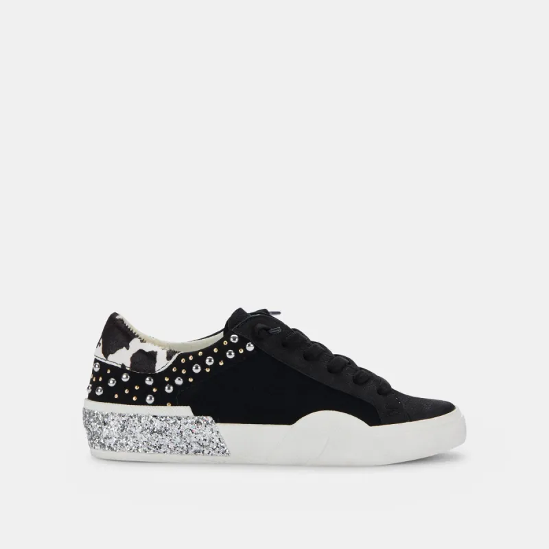 ZINA STUD SNEAKERS BLACK LEATHER - re:vita sold by Dolce Vita