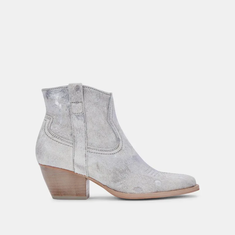 SILMA BOOTIES SILVER MULTI CALF HAIR sold by Dolce Vita