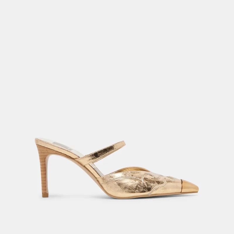 KLOVER HEELS GOLD DISTRESSED LEATHER sold by Dolce Vita