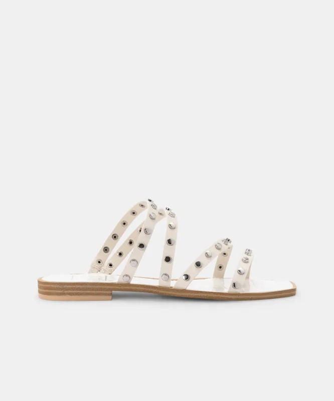 IZABEL WIDE STUDDED SANDALS OFF WHITE STELLA sold by Dolce Vita