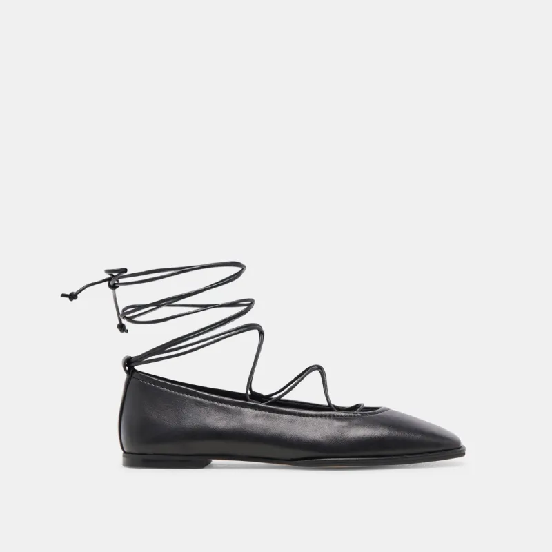 RYDER BALLET FLATS BLACK LEATHER sold by Dolce Vita