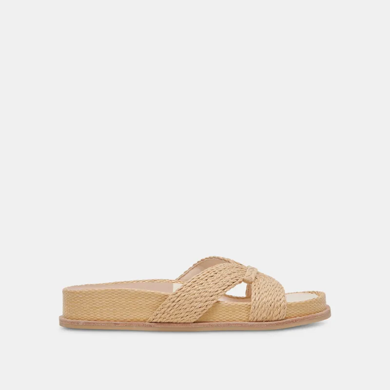 SELDA WIDE SANDALS LT NATURAL RAFFIA sold by Dolce Vita