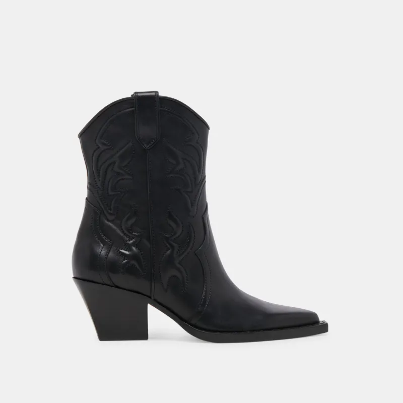 RIMONA WIDE CALF BOOTIES BLACK LEATHER sold by Dolce Vita