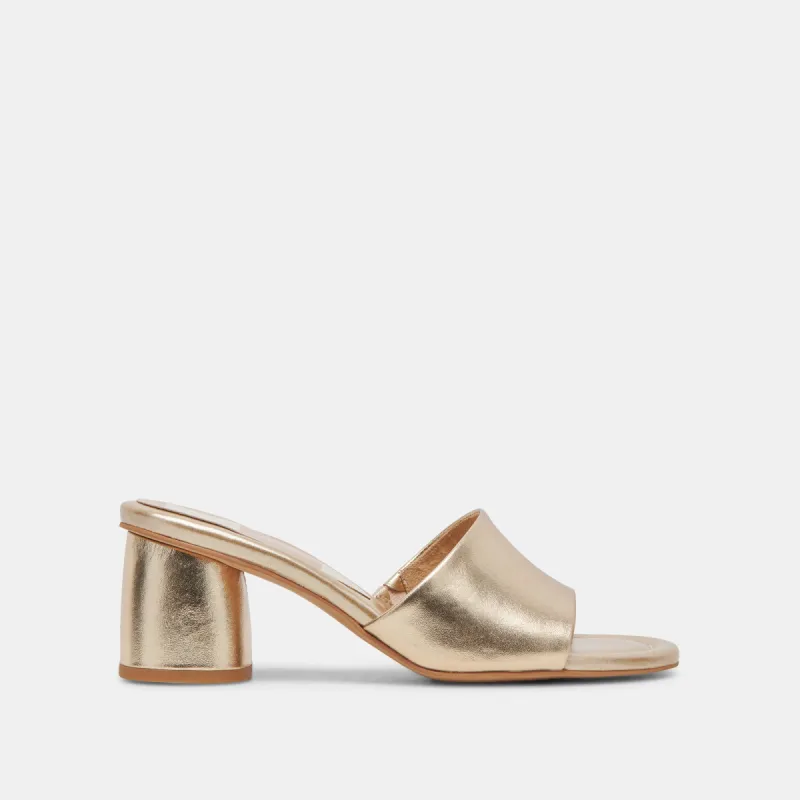 MINNY DRESS WIDE HEELS ROSE GOLD METALLIC LEATHER sold by Dolce Vita