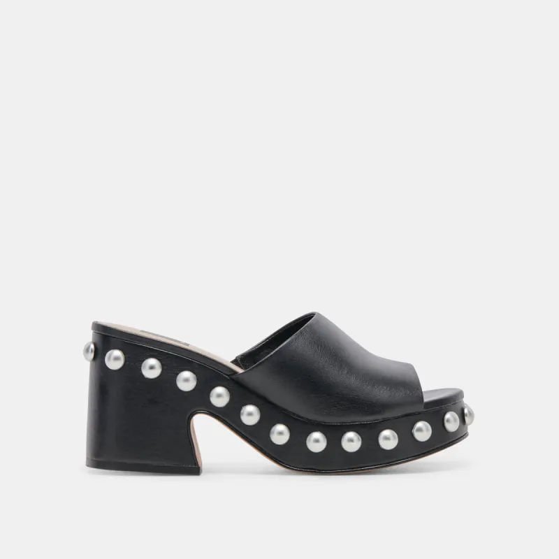 GLORI HEELS BLACK LEATHER sold by Dolce Vita