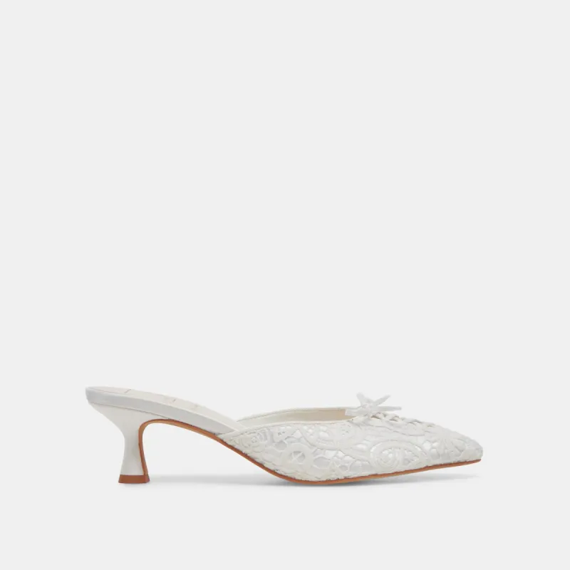 CAMILE WIDE HEELS WHITE FLORAL EYELET sold by Dolce Vita