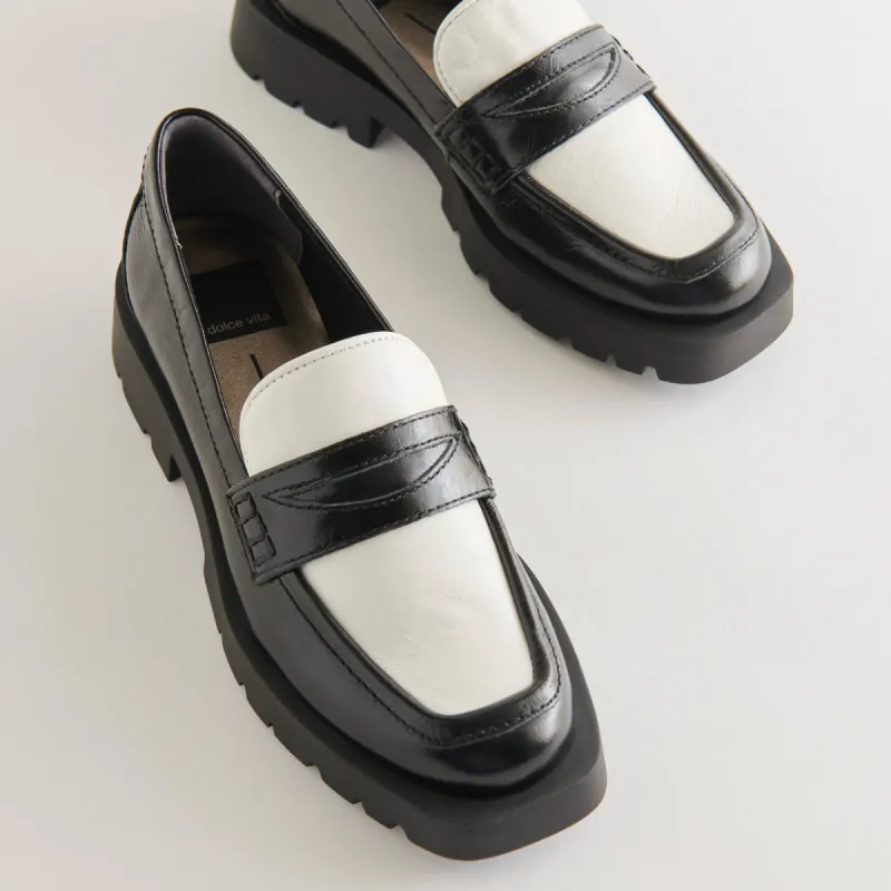 ELIAS FLATS BLACK WHITE CRINKLE PATENT sold by Dolce Vita