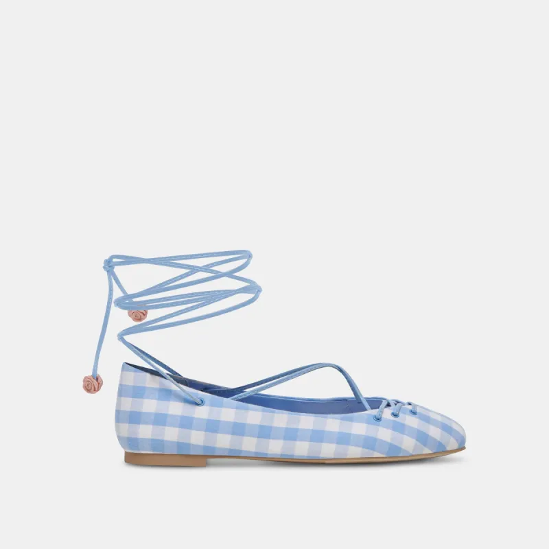 BEATE BALLET FLATS WHITE BLUE GINGHAM sold by Dolce Vita