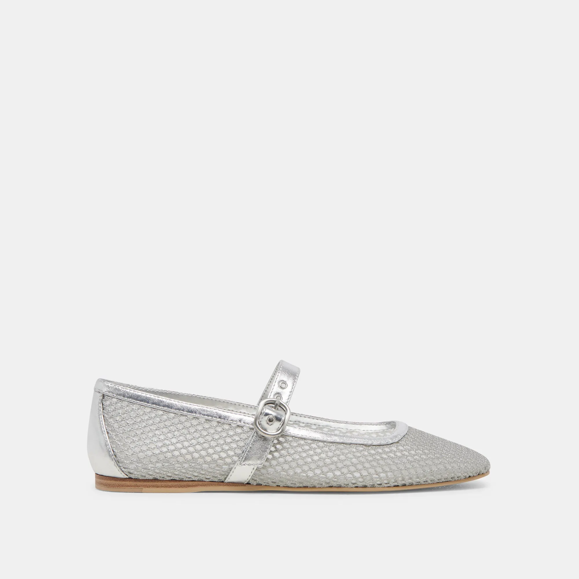 RODNI MESH BALLET FLATS SILVER WOVEN MESH sold by Dolce Vita