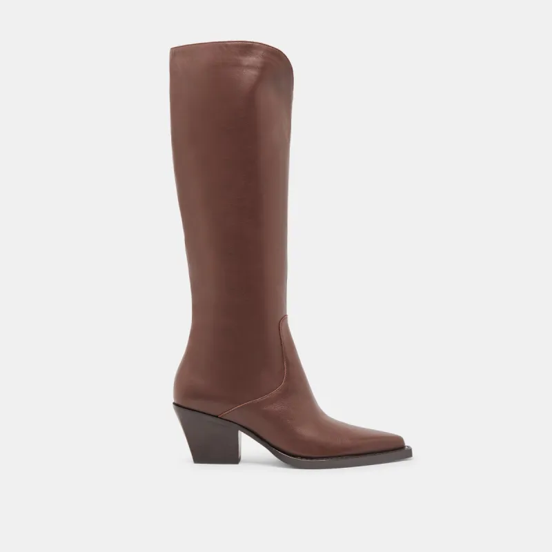 RAJ EXTRA WIDE CALF BOOTS CHOCOLATE LEATHER sold by Dolce Vita