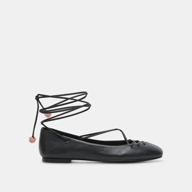 BEATE BALLET FLATS BLACK LEATHER sold by Dolce Vita