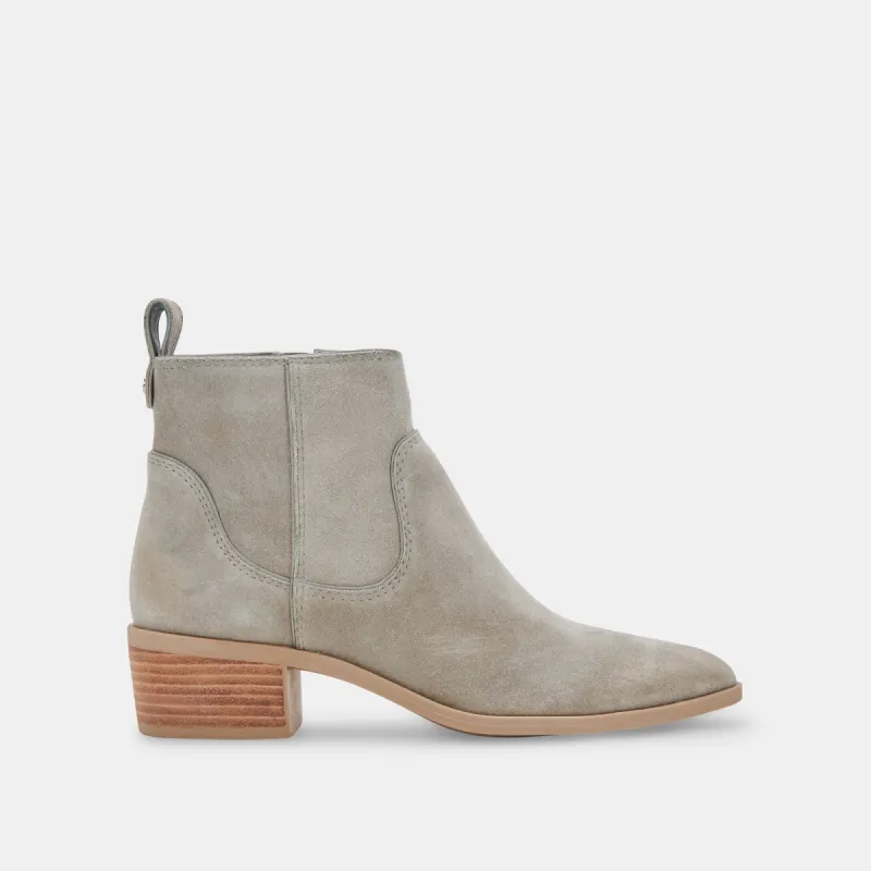 ABLE BOOTIES CONCRETE GREY SUEDE sold by Dolce Vita