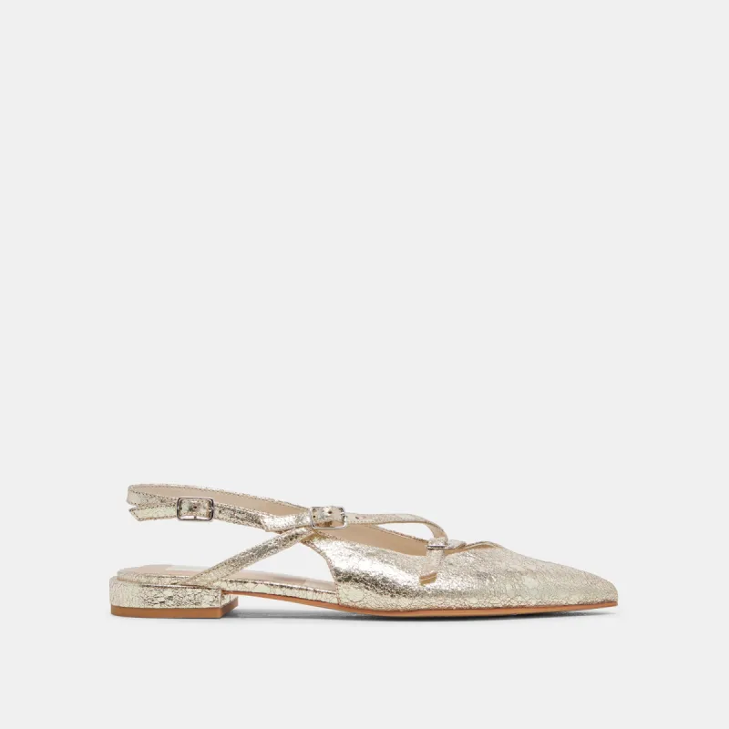 PAMLA FLATS PLATINUM DISTRESSED LEATHER sold by Dolce Vita