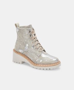 HINTO BOOTS SILVER METALLIC CALF HAIR sold by Dolce Vita