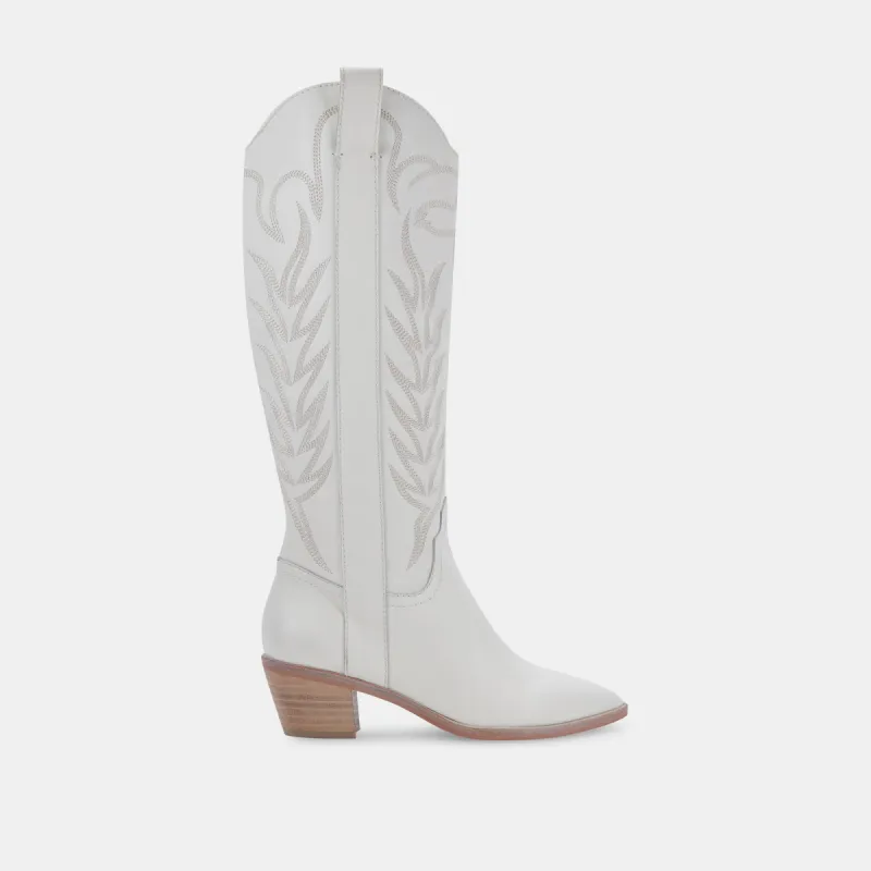 SOLEI WIDE BOOTS WHITE LEATHER sold by Dolce Vita